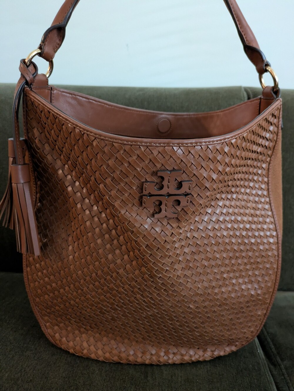 Tory Burch Woven Leather Thea Hobo Bag in Brown